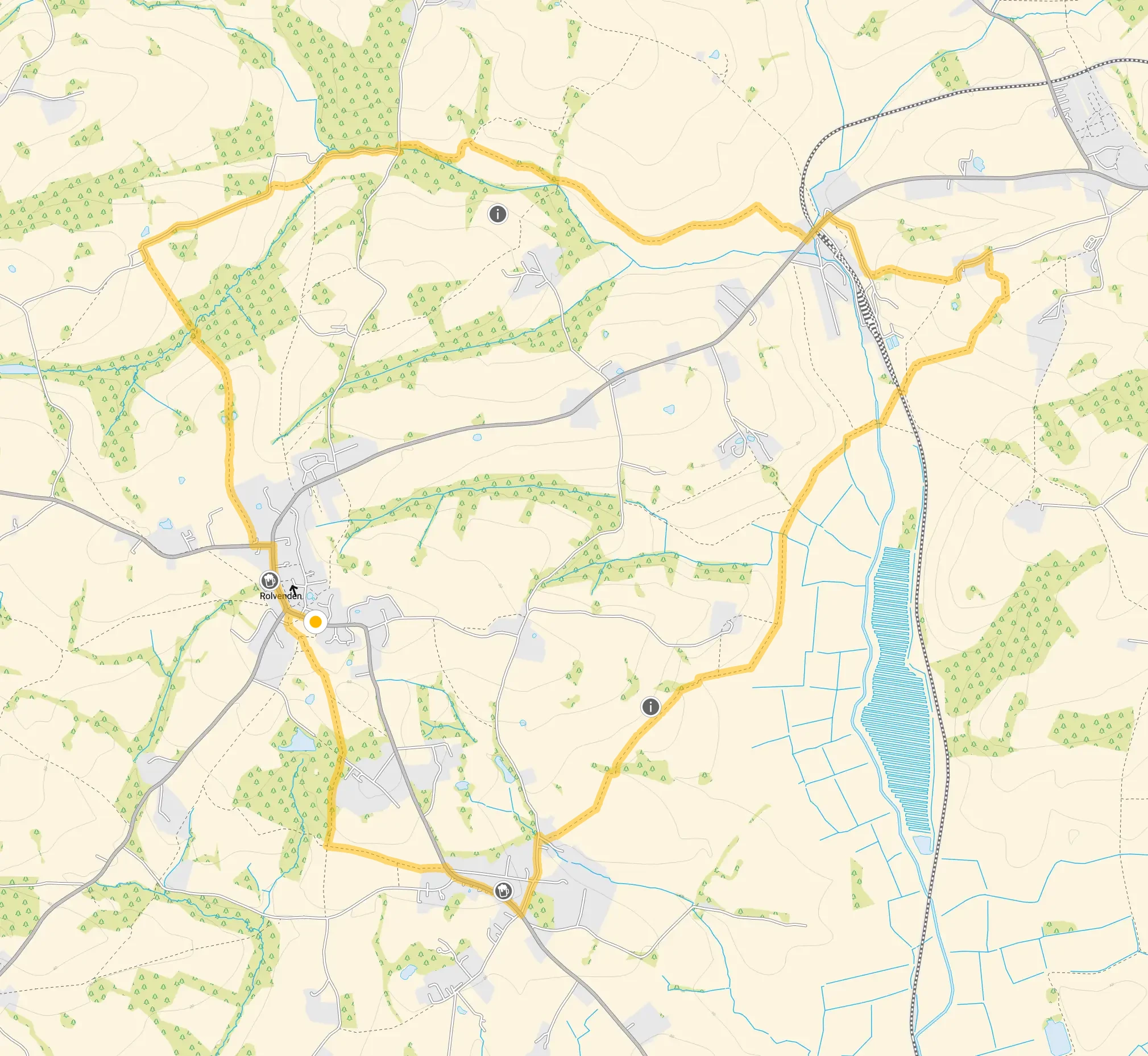 Route map for Rolvenden Walk 2, a 6.75 mile circular walk in Kent
