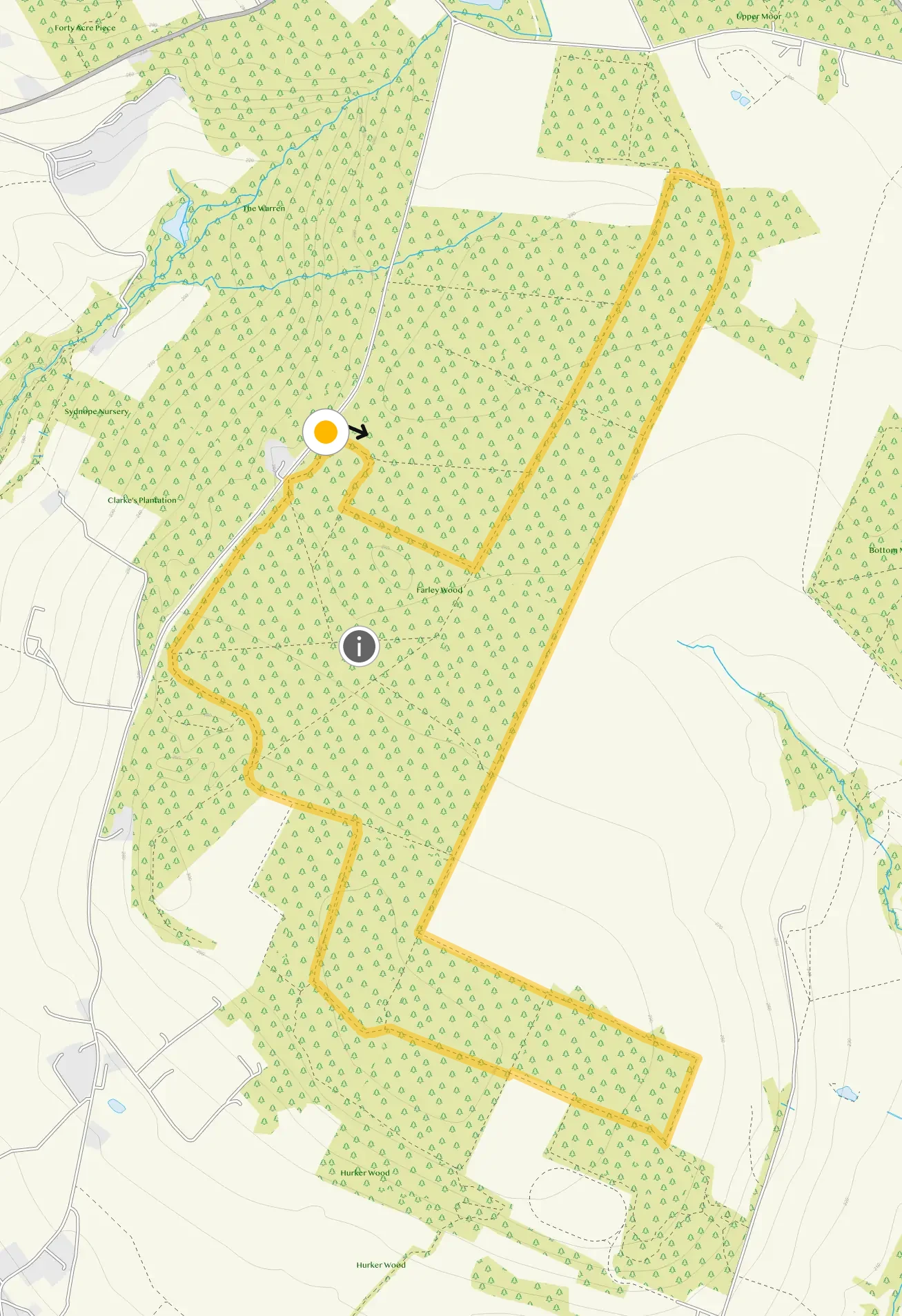 Route map for Farley Woods Walk 2, a 4.25 mile circular walk in Derbyshire