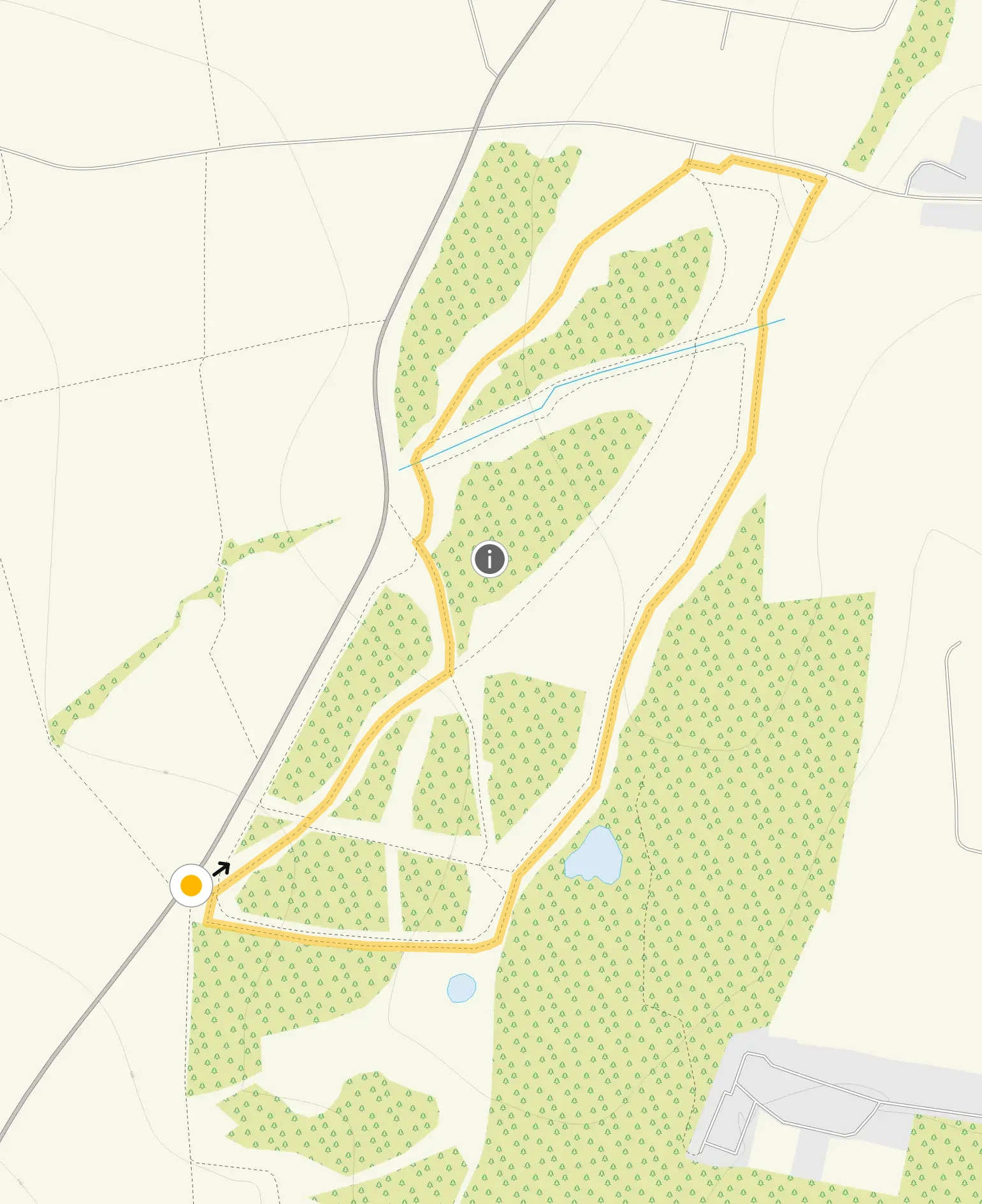 Route map for Poppy Wood Walk 1, a 1.25 mile circular walk in Derbyshire