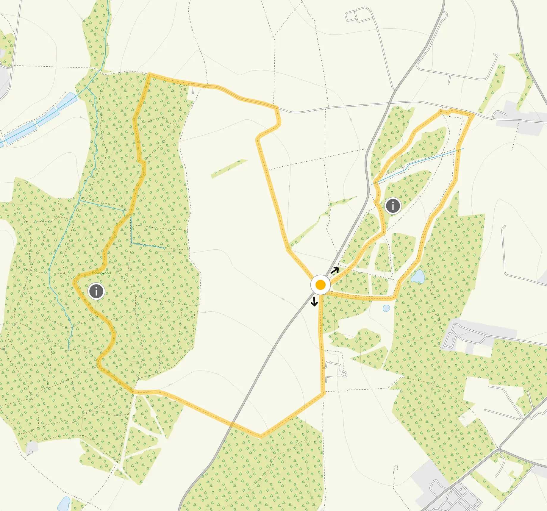Route map for Poppy Wood Walk 2, a 5.5 mile circular walk in Derbyshire