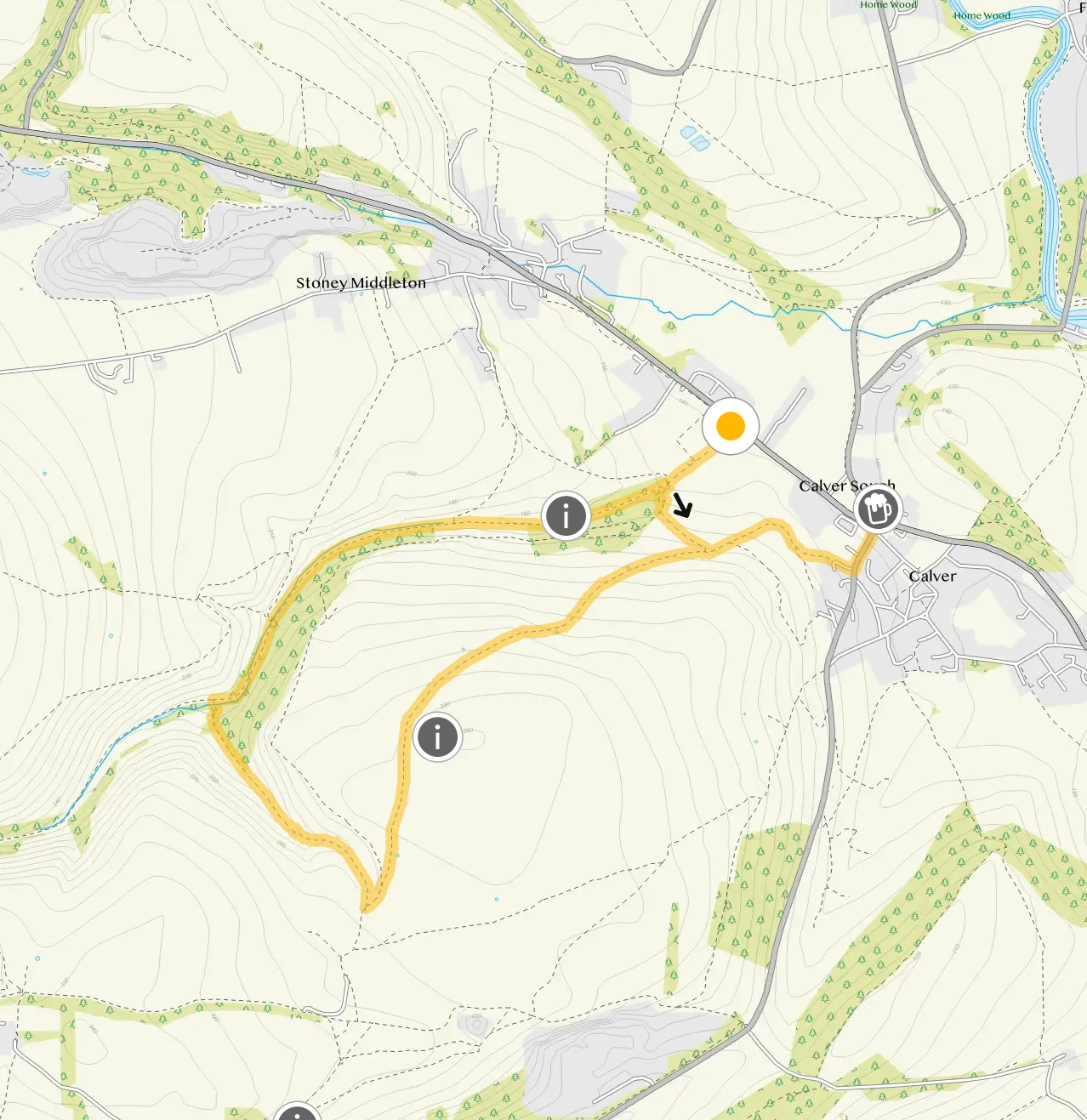Route map for Coombs Dale Walk 1, a 2.5 mile circular walk in Derbyshire