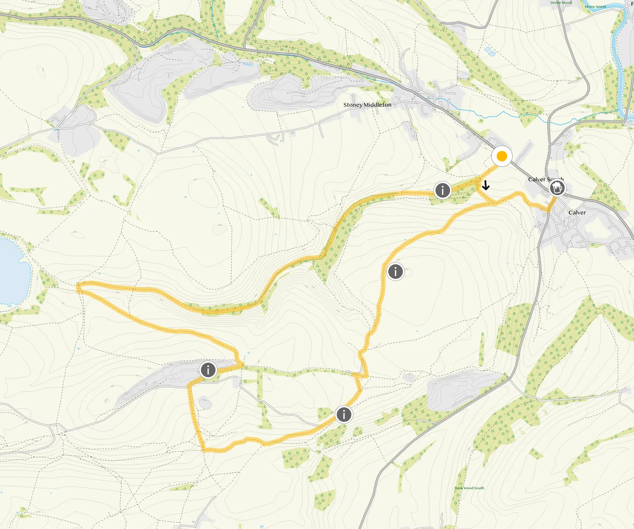 Route map for Coombs Dale Walk 2, a 5.75 mile circular walk in Derbyshire