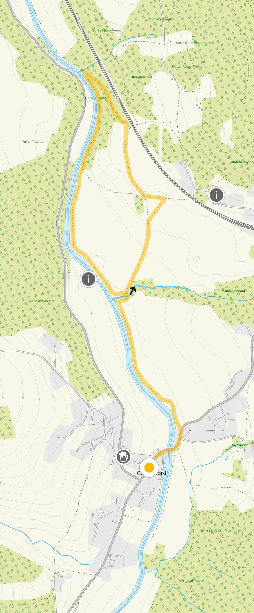 Route map for Grindleford Walk 1, a 2.75 mile circular walk in Derbyshire