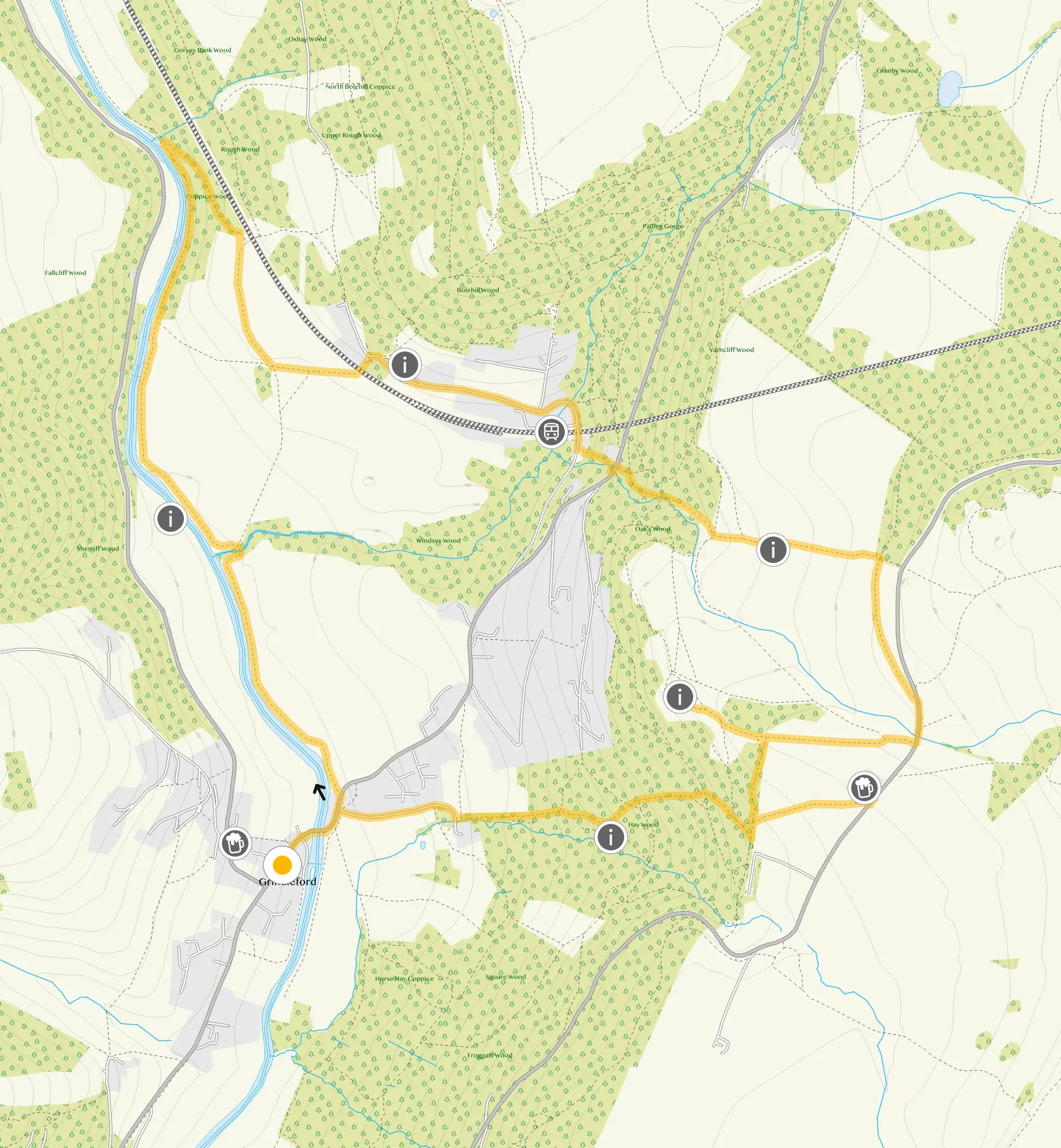 Route map for Grindleford Walk 2, a 4.75 mile circular walk in Derbyshire