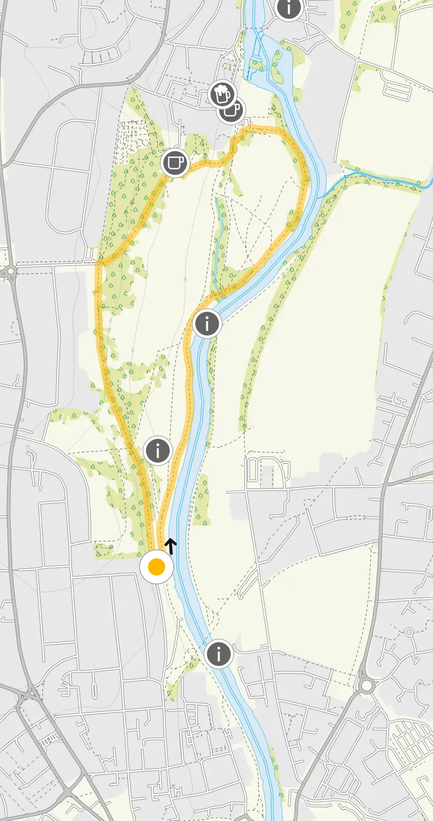 Route map for Darley Park Walk 1, a 1.5 mile circular walk in Derbyshire