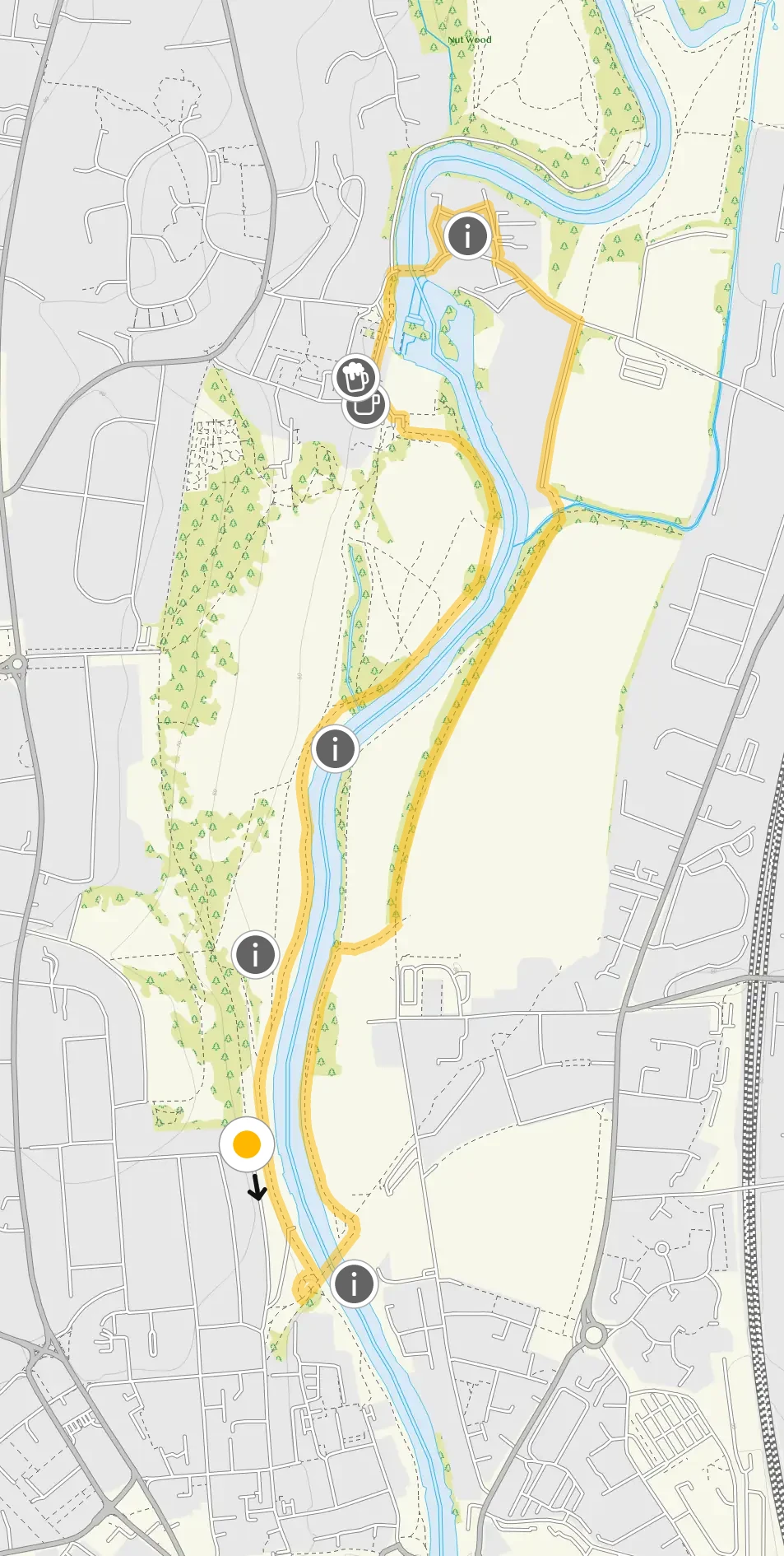 Route map for Darley Park Walk 2, a 2.25 mile circular walk in Derbyshire
