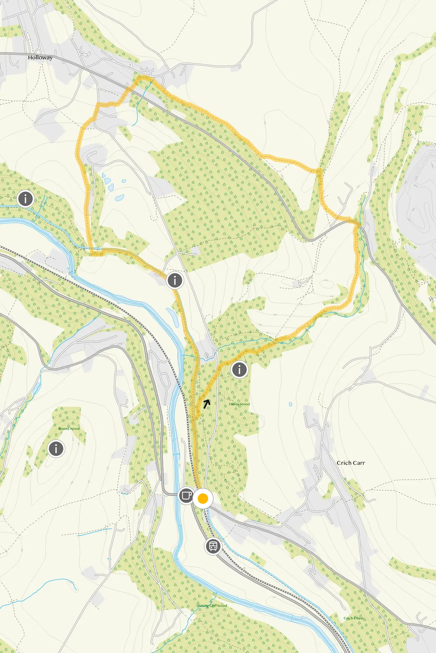 Route map for Whatstandwell Walk 1, a 3.25 mile circular walk in Derbyshire