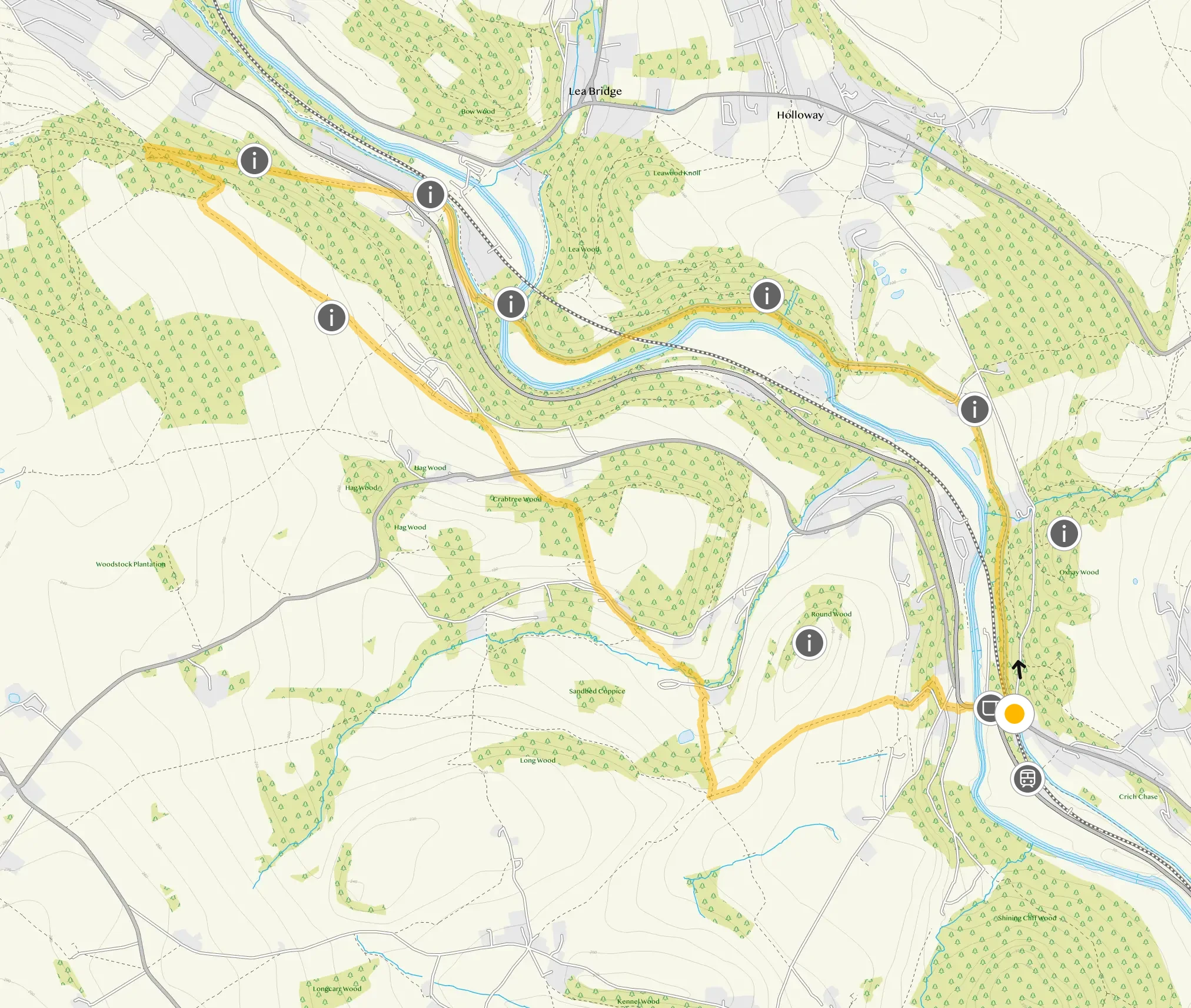Route map for Whatstandwell Walk 2, a 5.25 mile circular walk in Derbyshire
