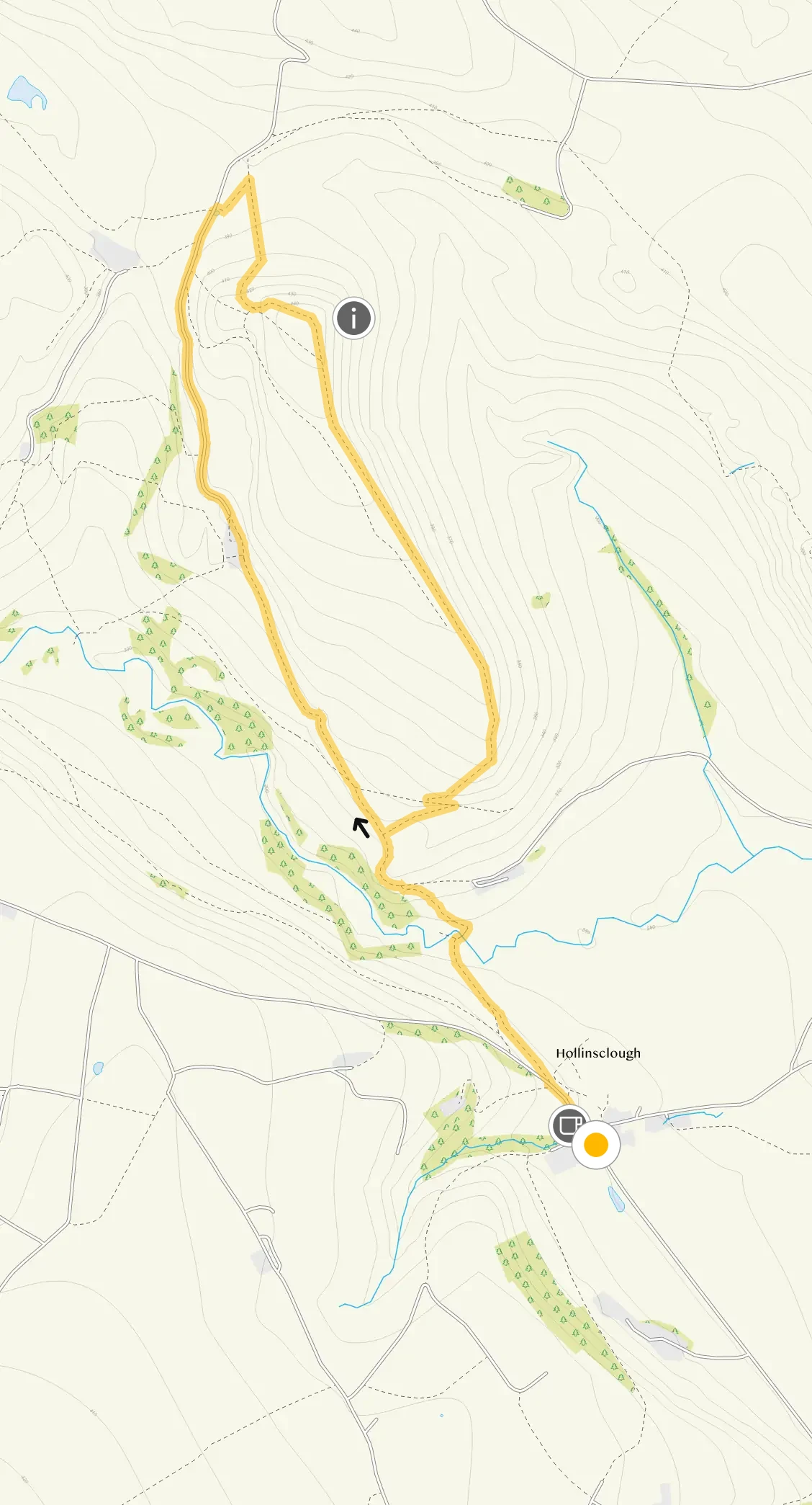 Route map for Dragons Back Walk 1, a 2.5 mile circular walk in Derbyshire