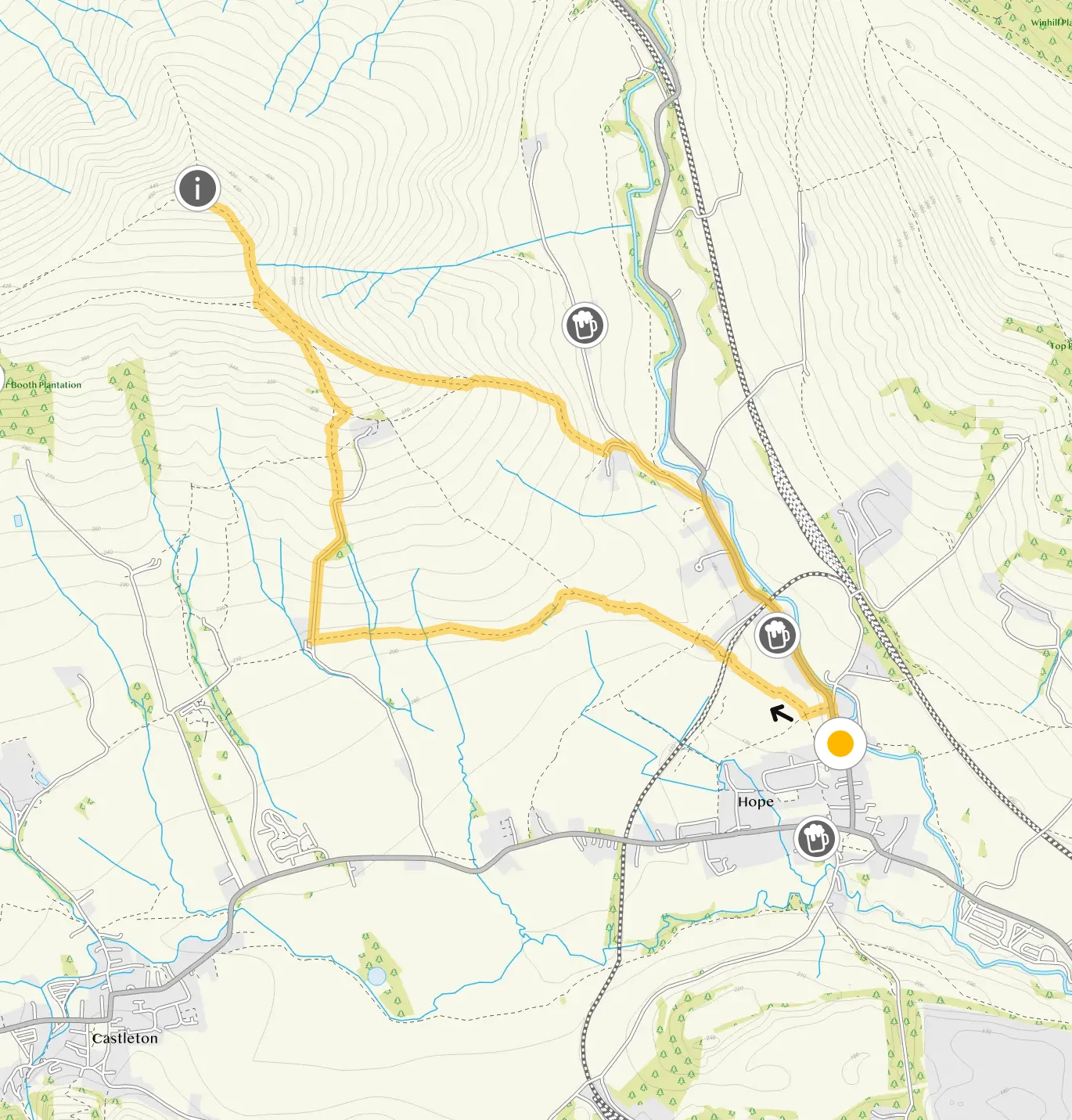 Route map for Lose Hill and Back Tor Walk 1, a 3.75 mile circular walk in Derbyshire