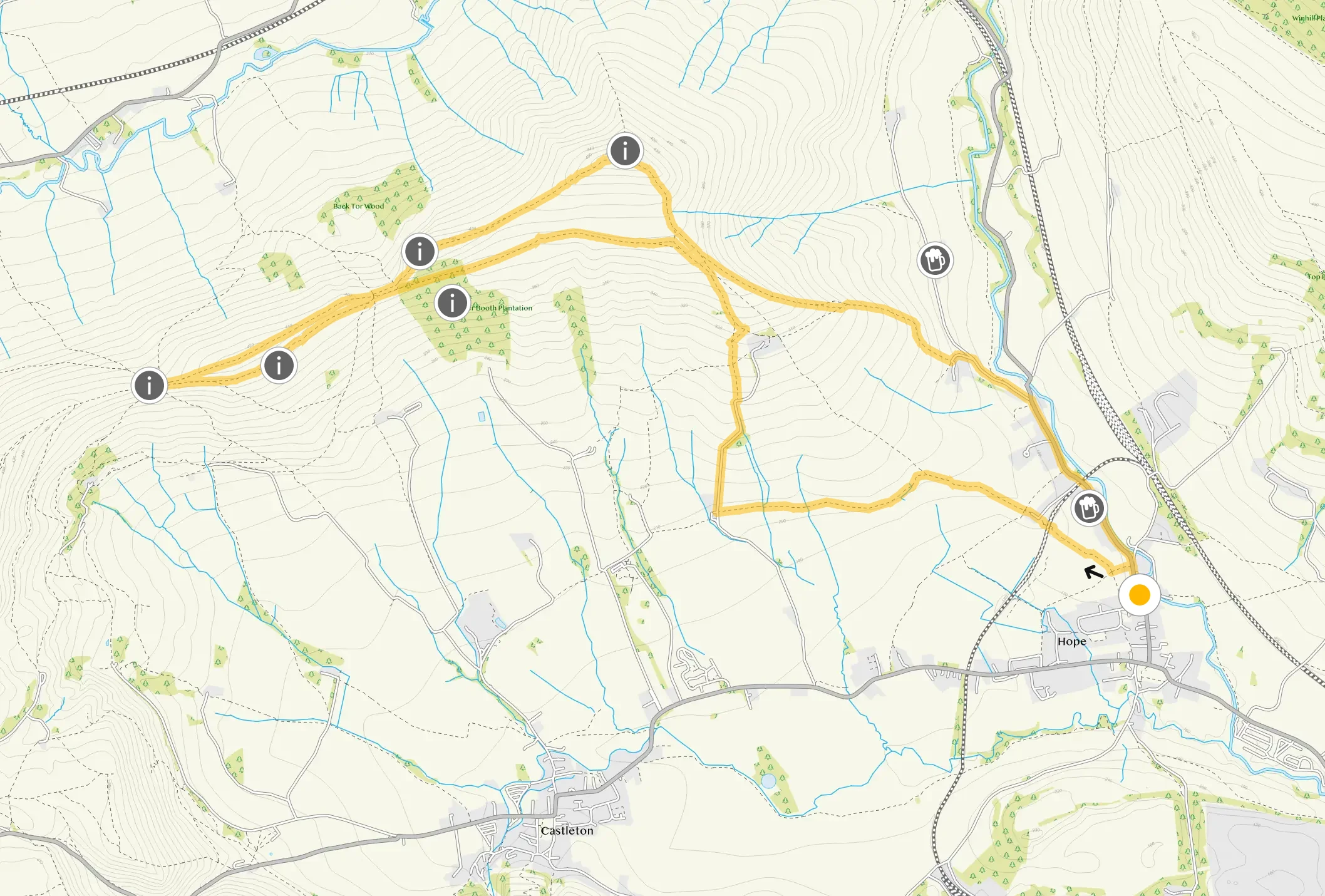 Route map for Lose Hill and Back Tor Walk 2, a 6 mile circular walk in Derbyshire