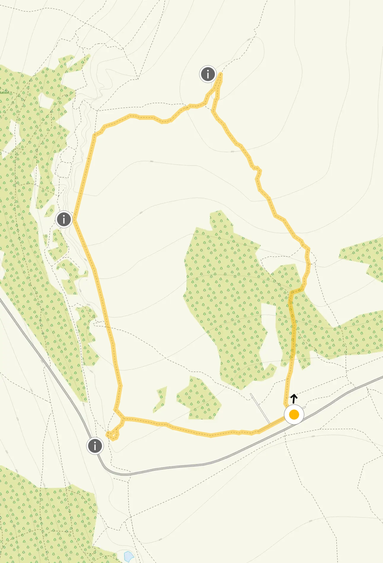 Route map for Surprise View Walk 2, a 1.25 mile circular walk in Derbyshire