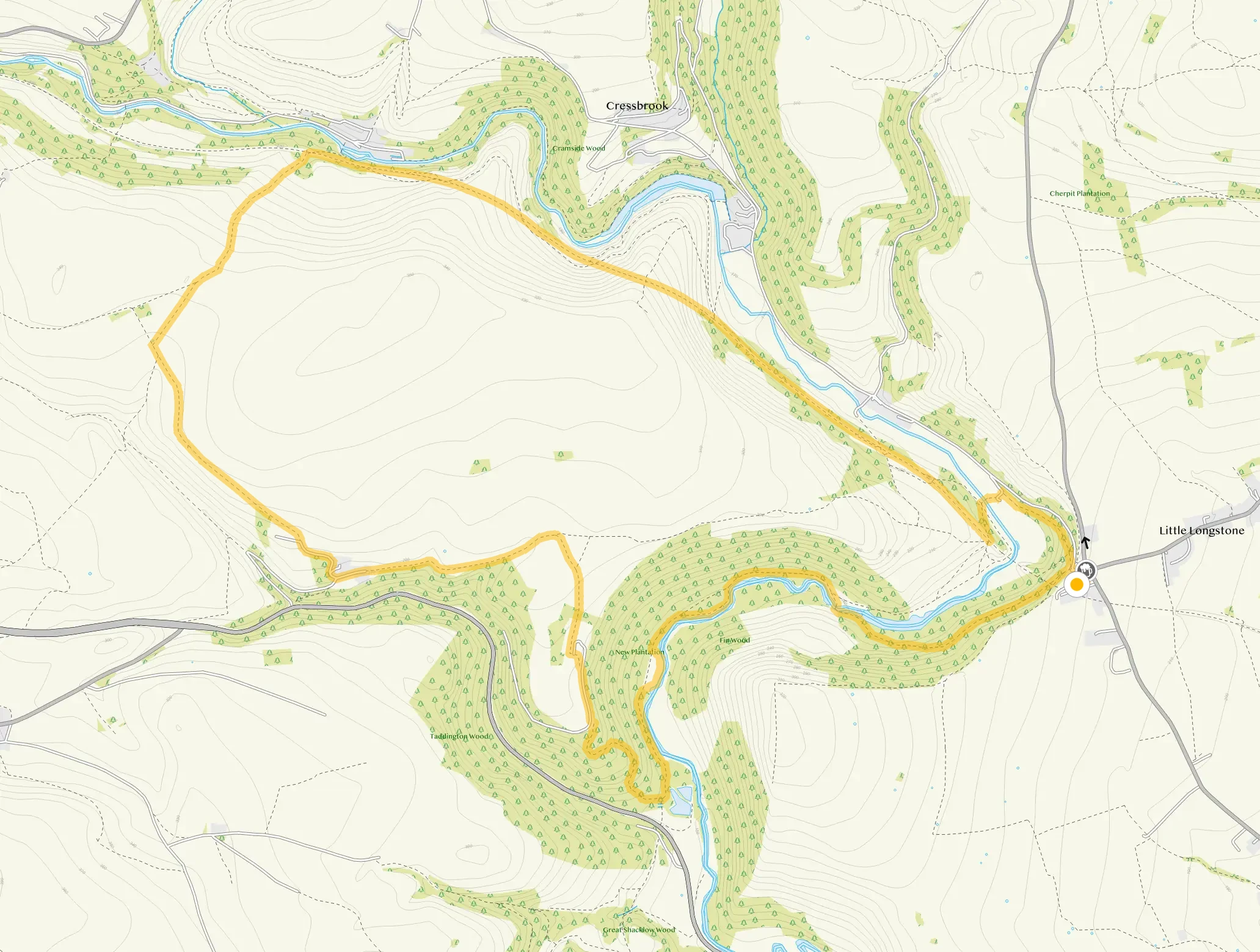 Route map for Monsal Head, Cressbrook and Litton Walk, a 6.25 mile circular walk in Derbyshire