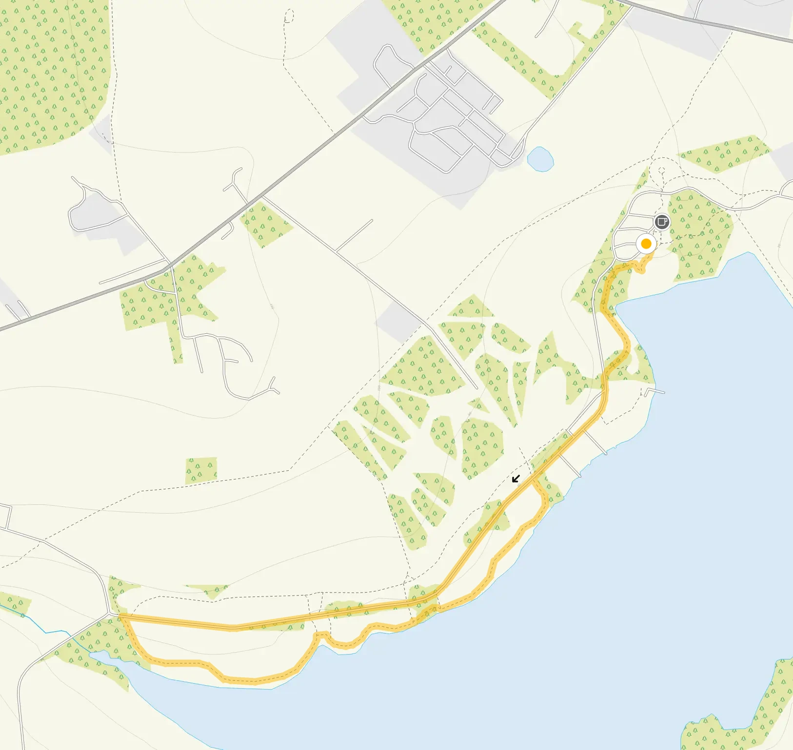 Route map for Staunton Harold Reservoir Short Walk, a 1.5 mile circular walk in Derbyshire