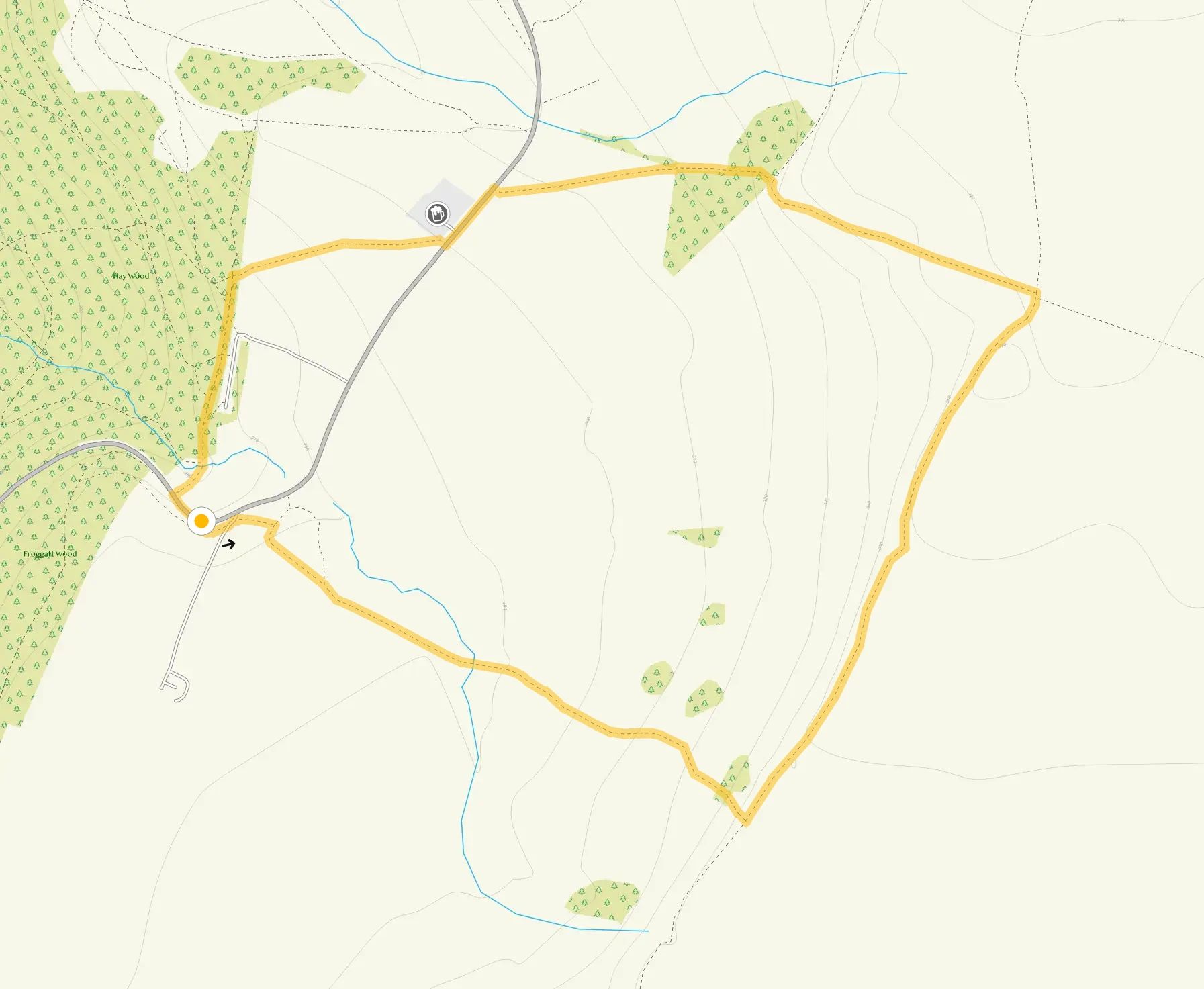 Route map for Froggatt Edge Short Walk, a 2 mile circular walk in Derbyshire