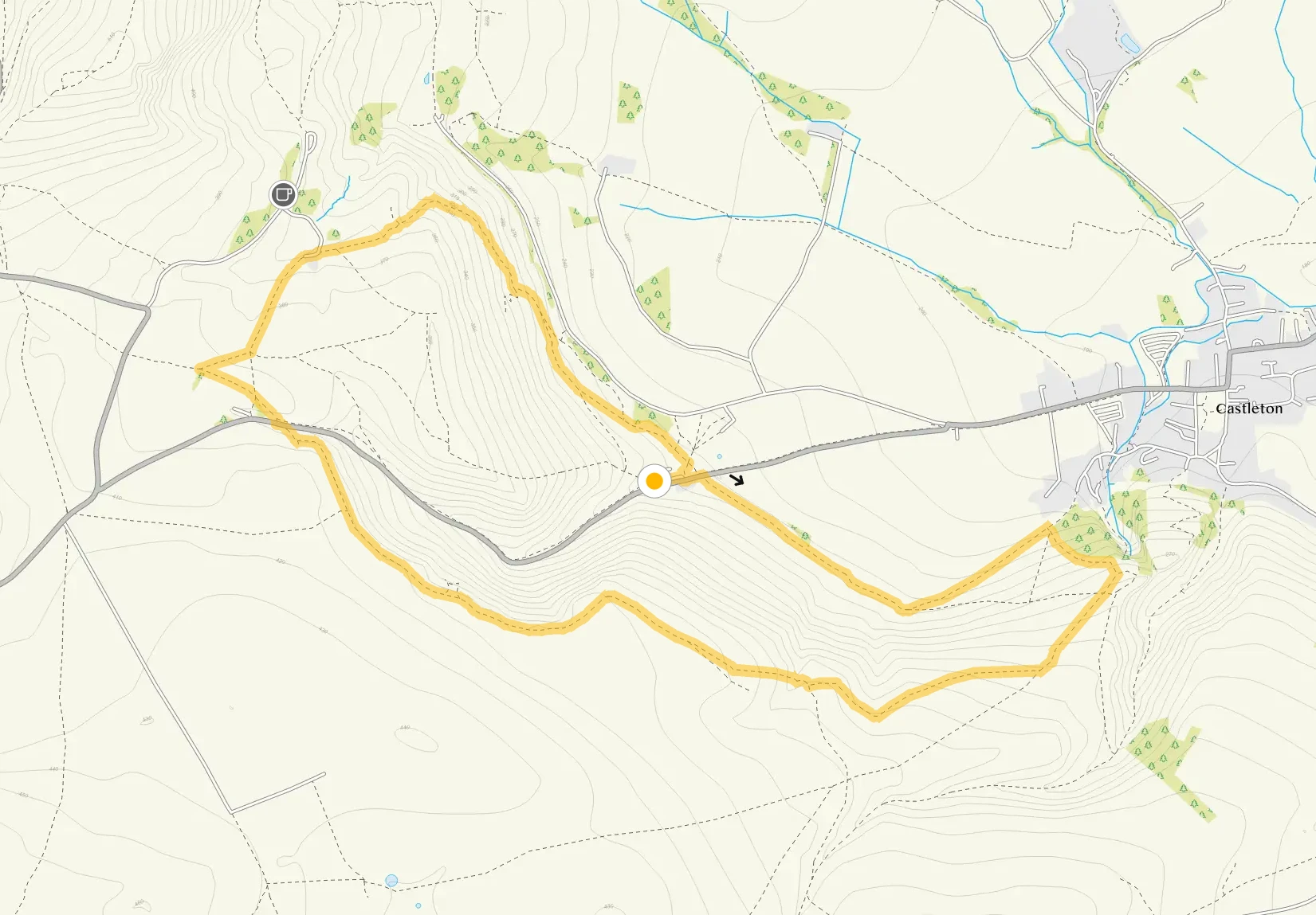 Route map for Winnats Pass and Blue John Cavern Walk, a 3 mile circular walk in Derbyshire
