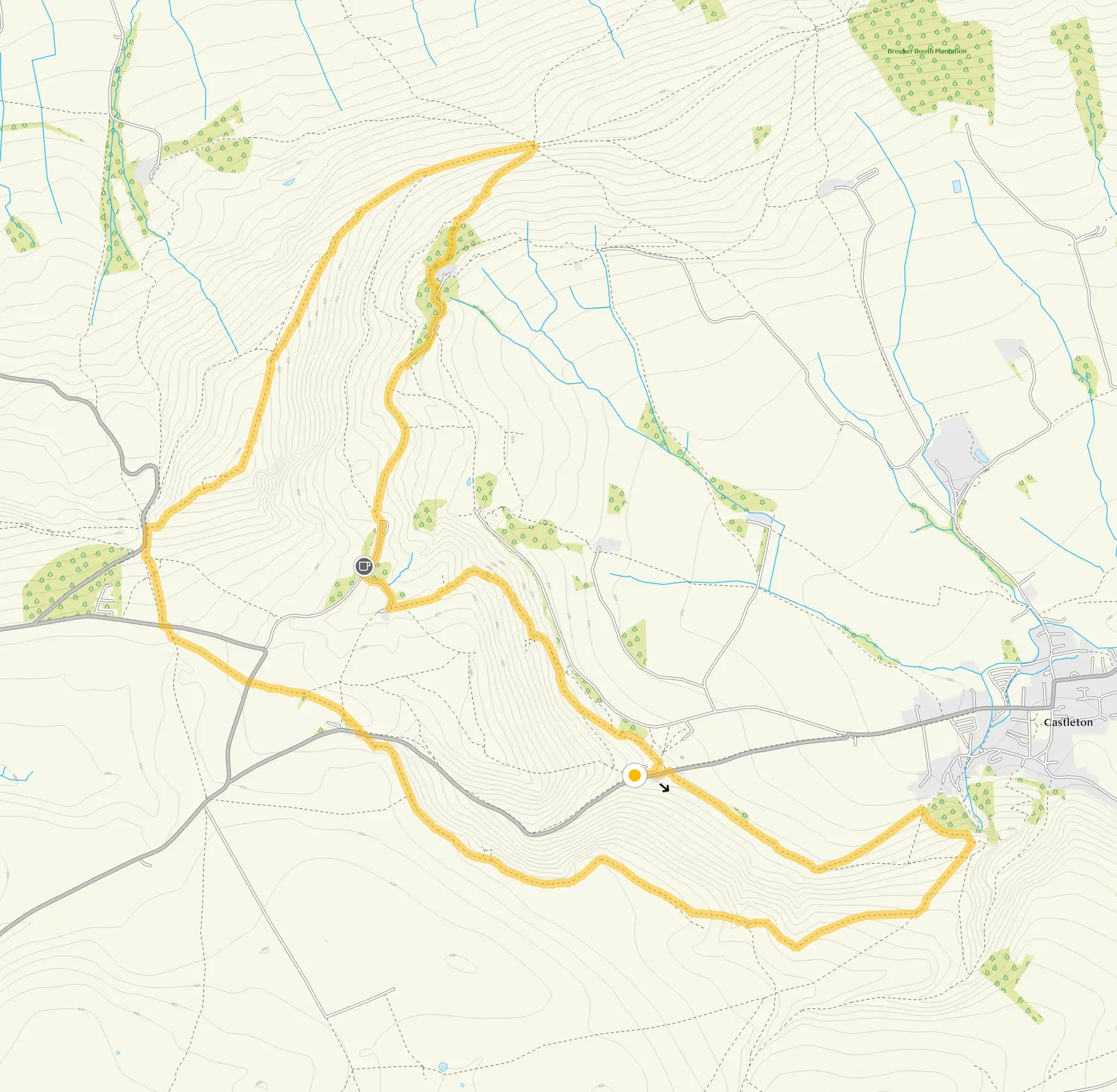 Route map for Winnats Pass and Mam Tor Circular Walk, a 5.5 mile circular walk in Derbyshire