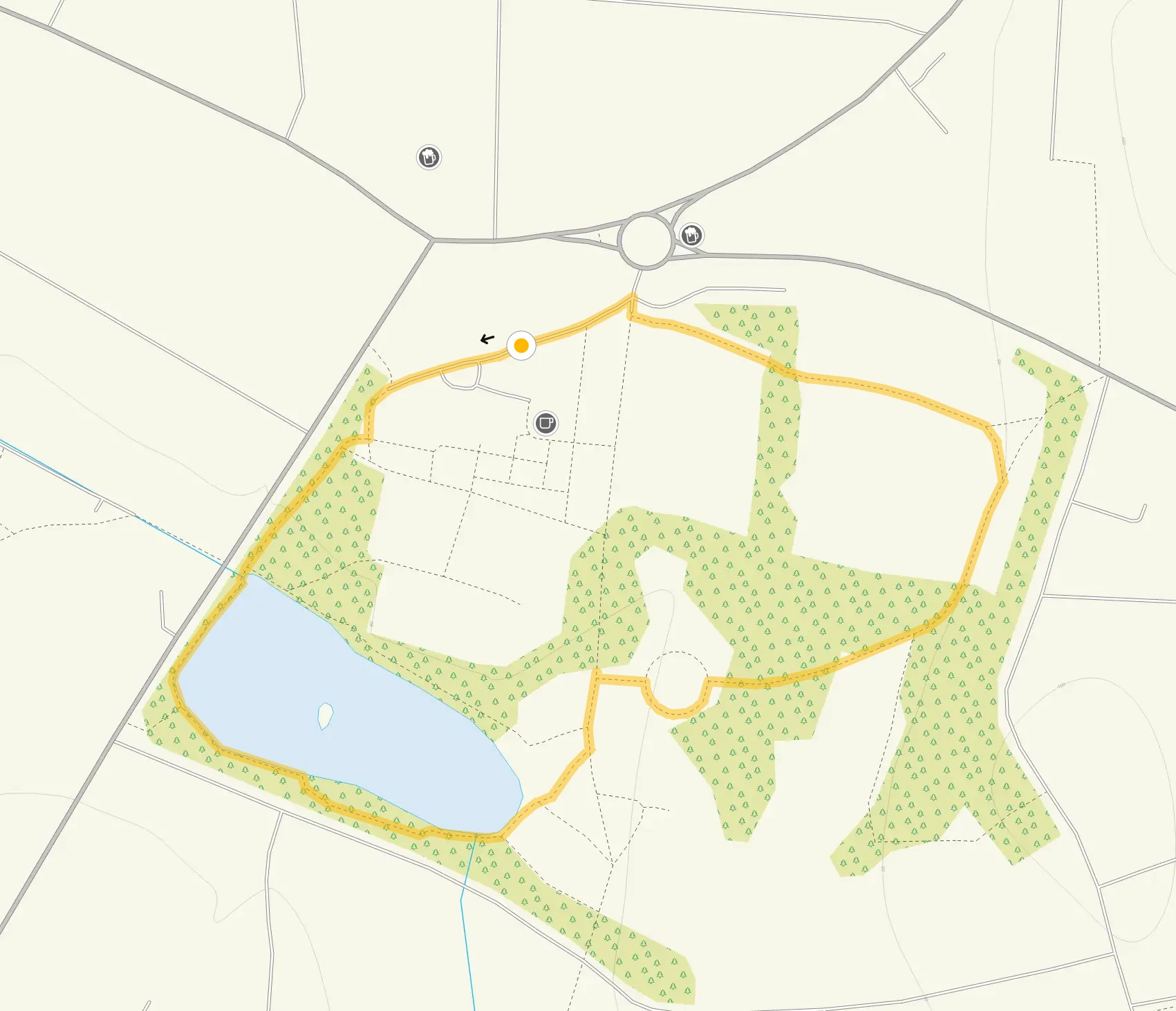 Route map for Mary Stevens Park Short Walk, a 0.75 mile circular walk in Staffordshire