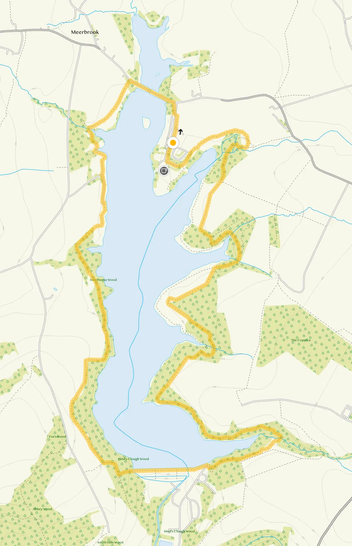 Route map for Tittesworth Reservoir Walk, a 4.5 mile circular walk in Staffordshire