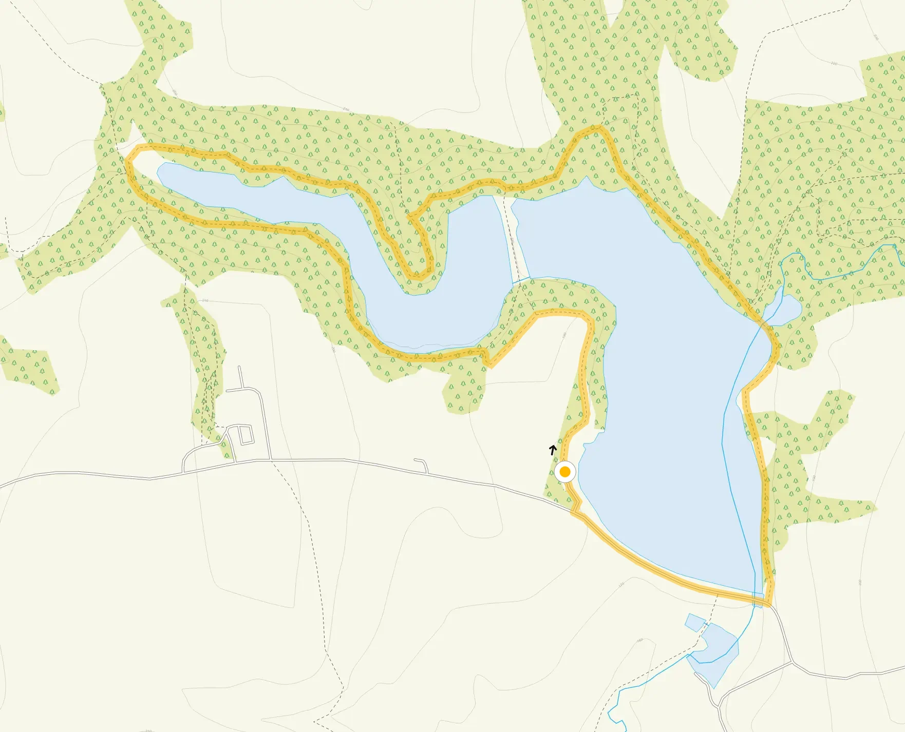 Route map for Knypersley Reservoir Short Walk, a 2 mile circular walk in Staffordshire