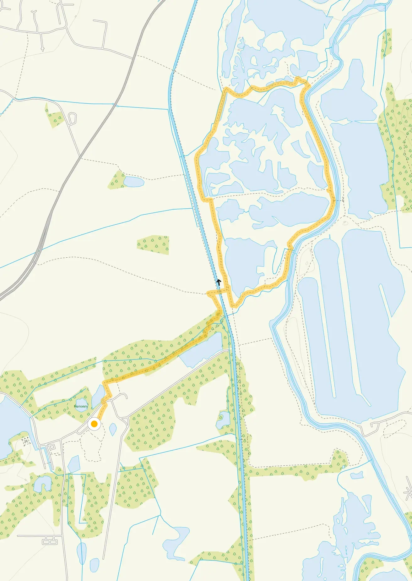 Route map for Middleton Lakes Short Walk, a 3 mile circular walk in Staffordshire