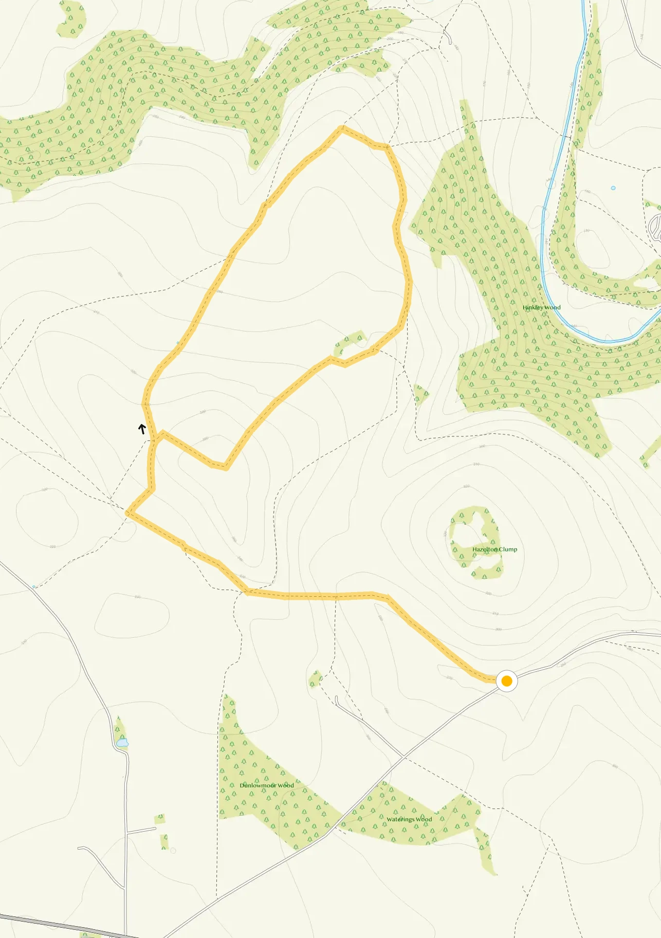 Route map for Musden Low Circular Walk, a 3.5 mile circular walk in Staffordshire