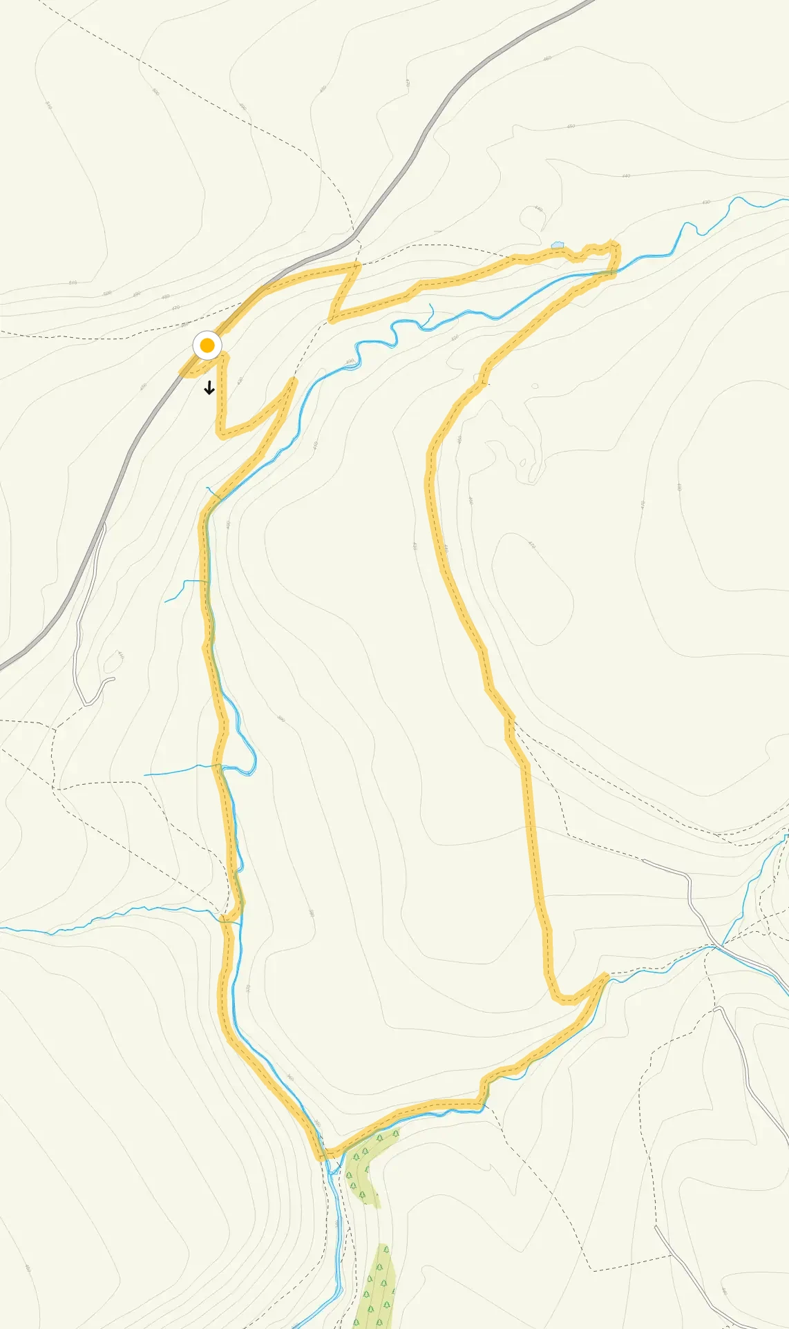 Route map for Three Shire Heads Walk from Cheeks Hill, a 2.75 mile circular walk in Staffordshire