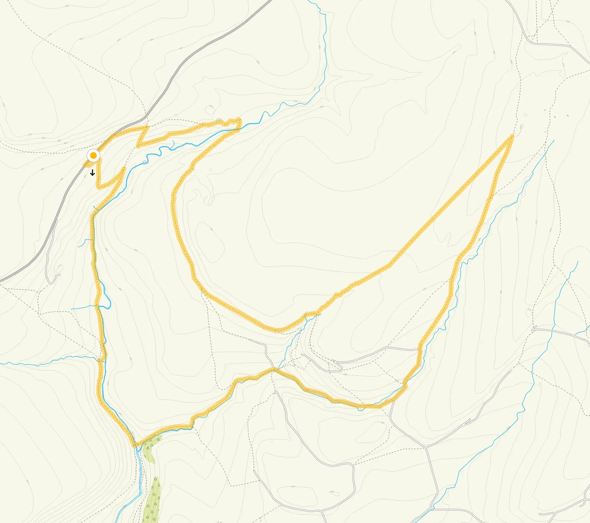 Route map for Cheeks Hill Walk to the Staffordshire County Top, a 5 mile circular walk