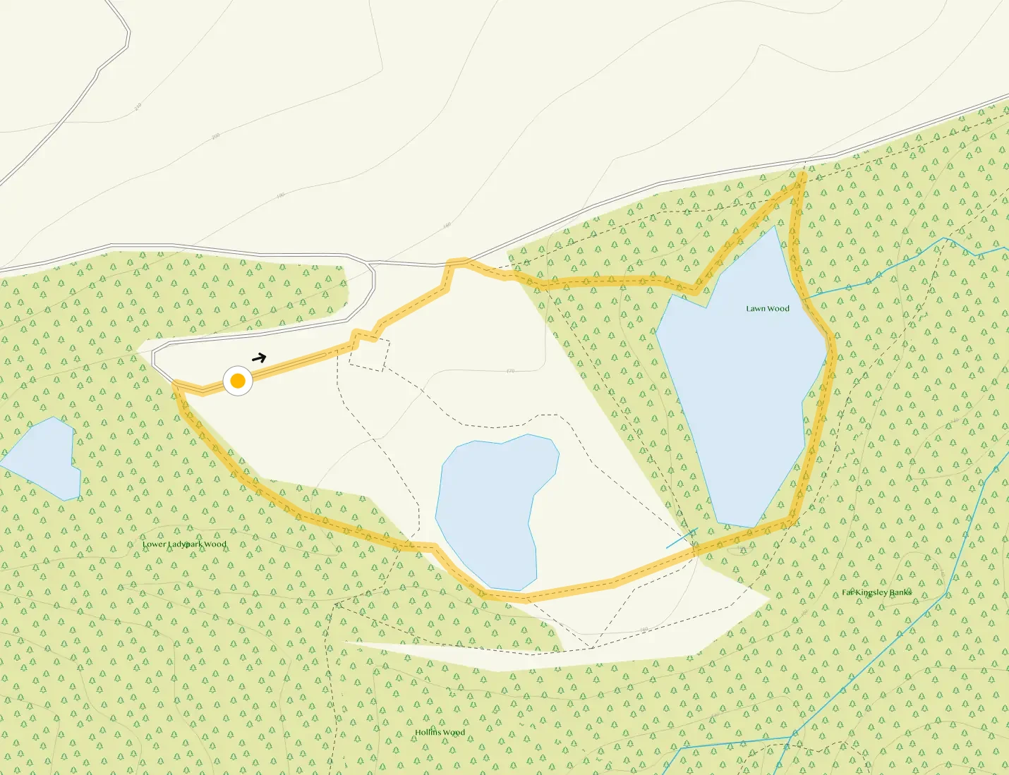 Route map for Consall Nature Park Short Stroll, a 0.5 mile circular walk in Staffordshire