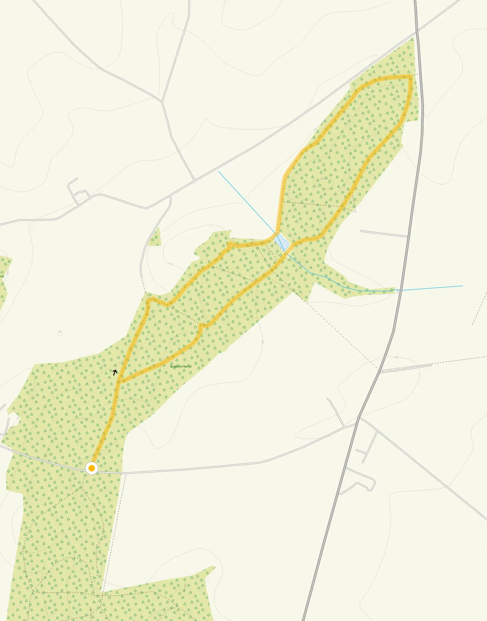 Route map for Jackson Bank Woodland Walk, a 2 mile circular walk in Staffordshire