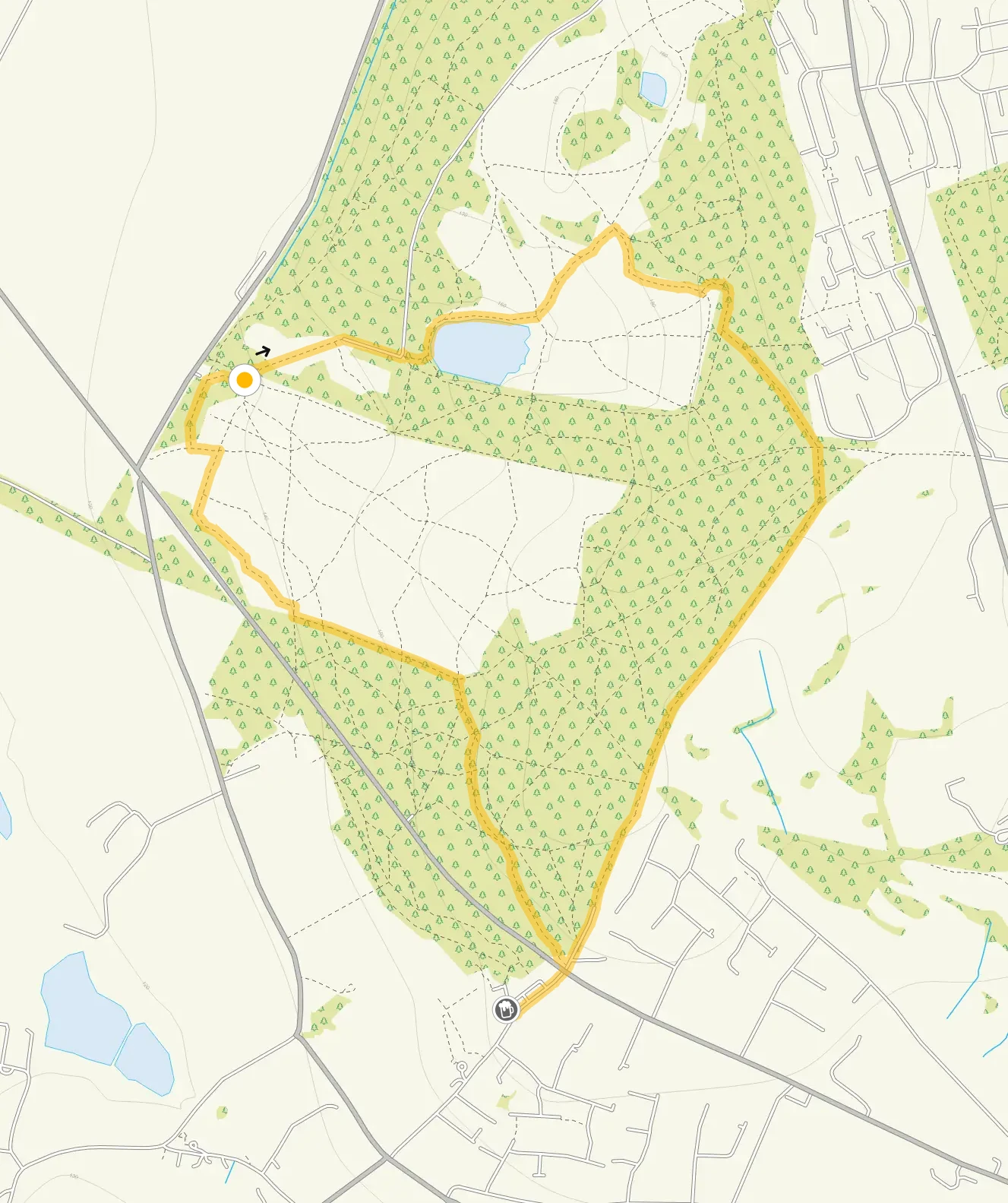 Route map for Shoal Hill Common Circular Walk, a 2.5 mile circular walk in Staffordshire