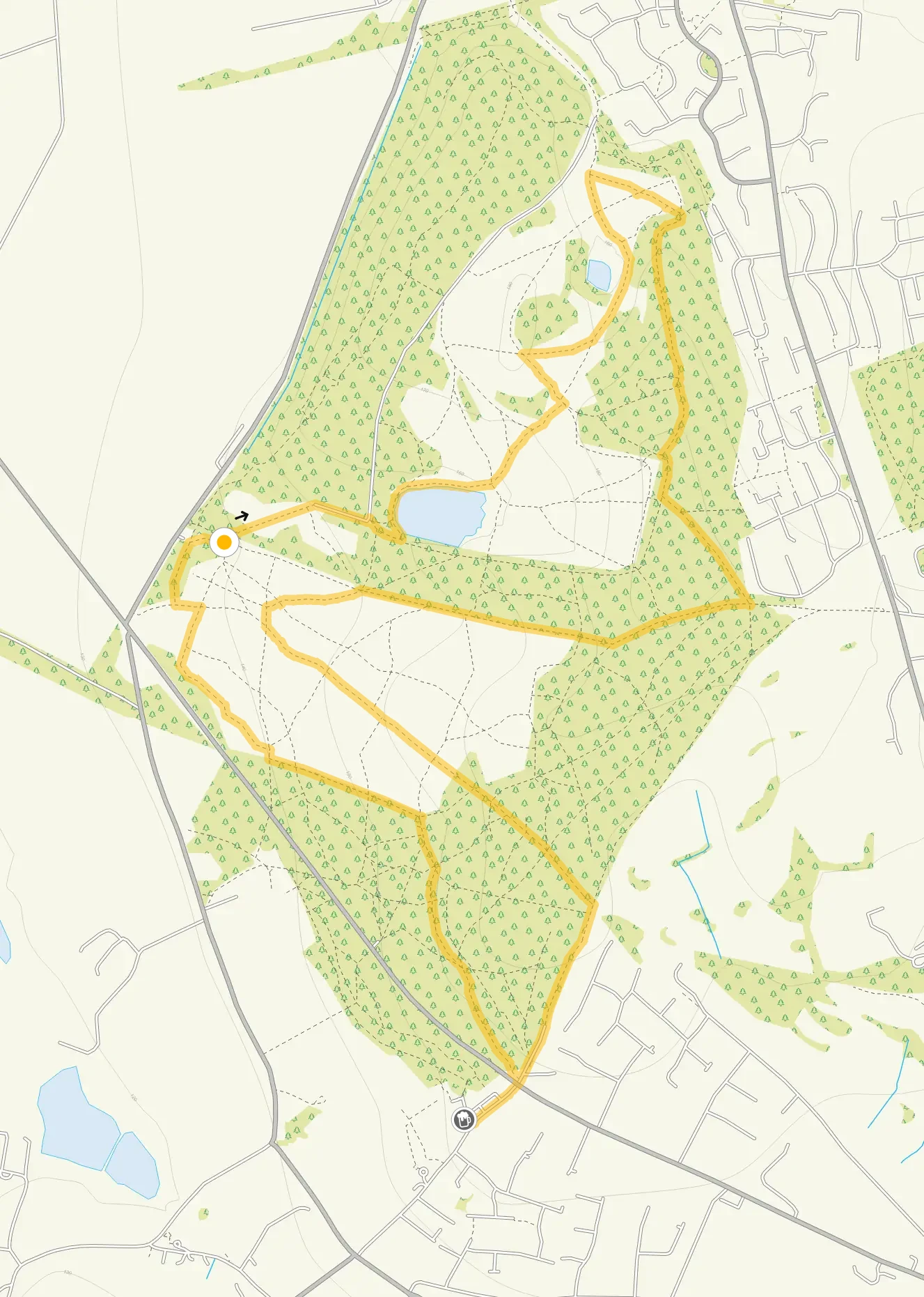 Route map for Shoal Hill Common Long Walk, a 4 mile circular walk in Staffordshire