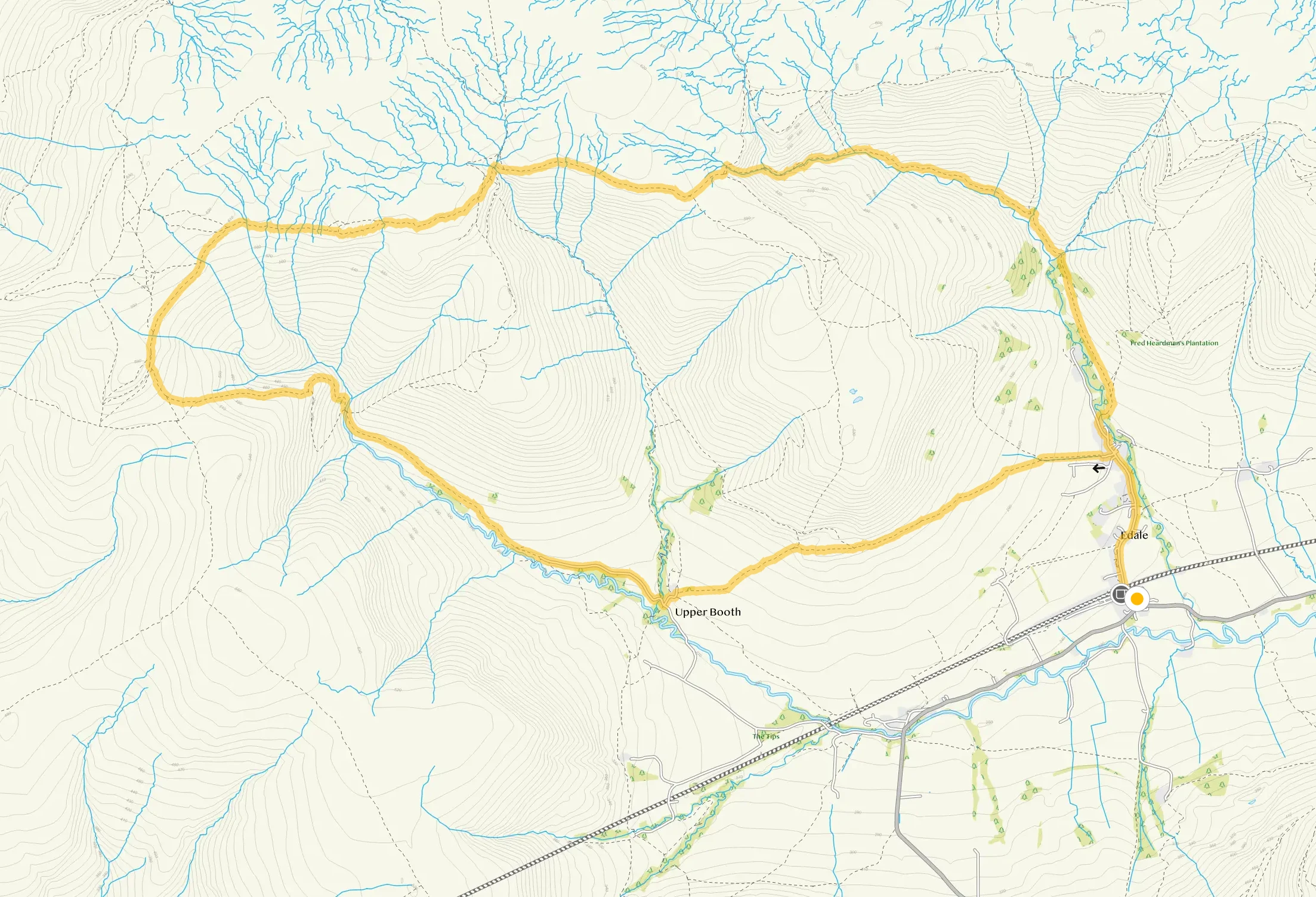 Route map for Edale Walk 4, an 8 mile circular walk in Derbyshire
