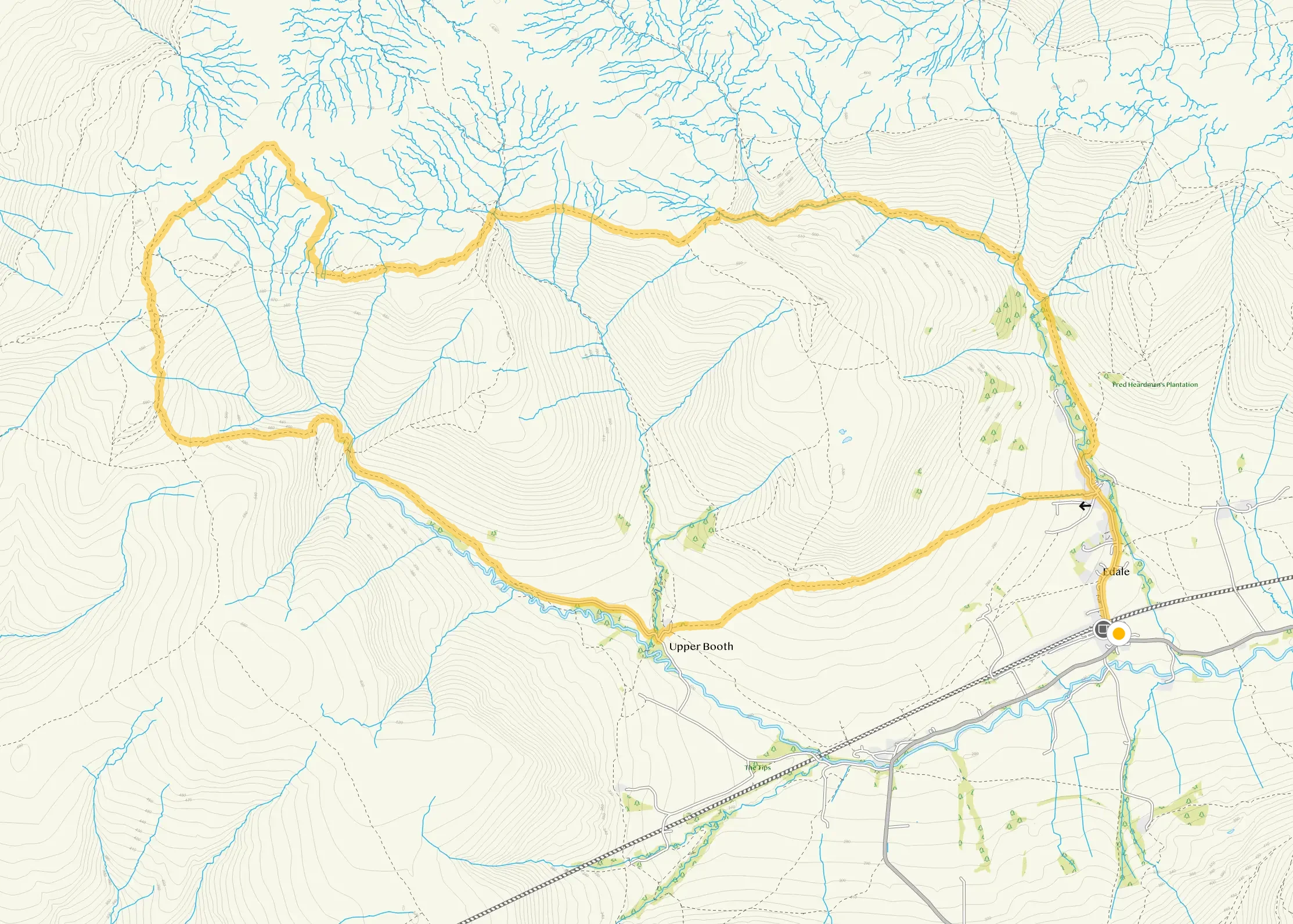 Route map for Edale Walk 5, an 8.5 mile circular walk in Derbyshire