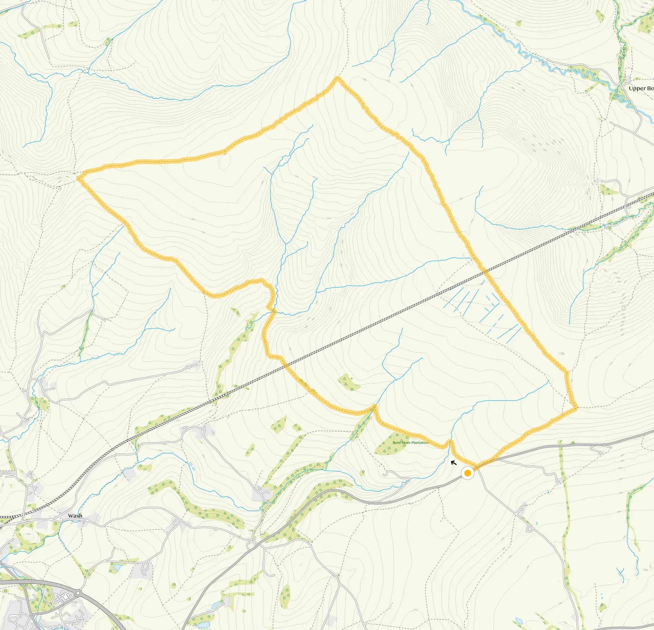Route map for Brown Knoll Circular Walk, a 6.75 mile circular walk in Derbyshire
