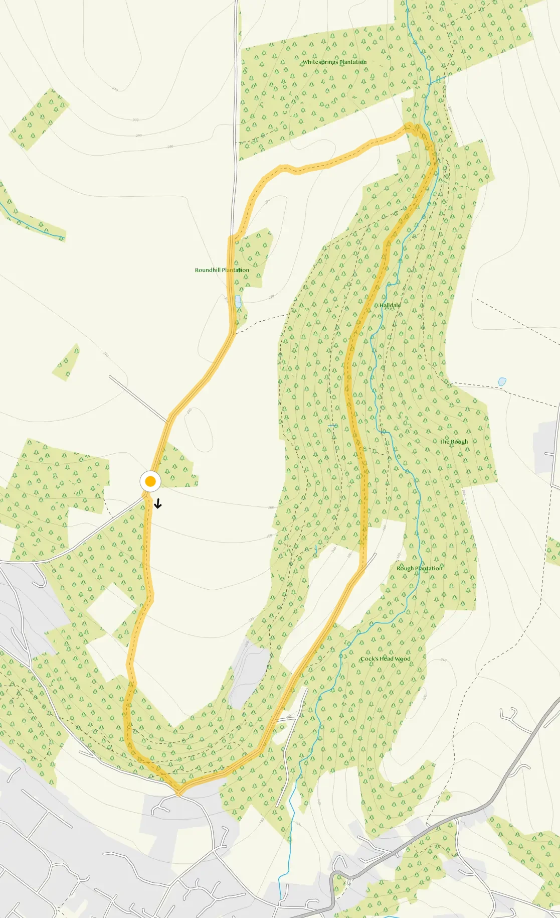 Route map for Hall Dale Circular Walk, a 2.25 mile circular walk in Derbyshire