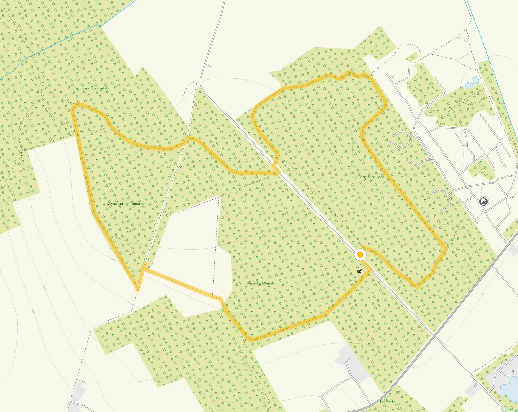 Route map for Matlock Moors Plantations Walk, a 2.5 mile circular walk in Derbyshire