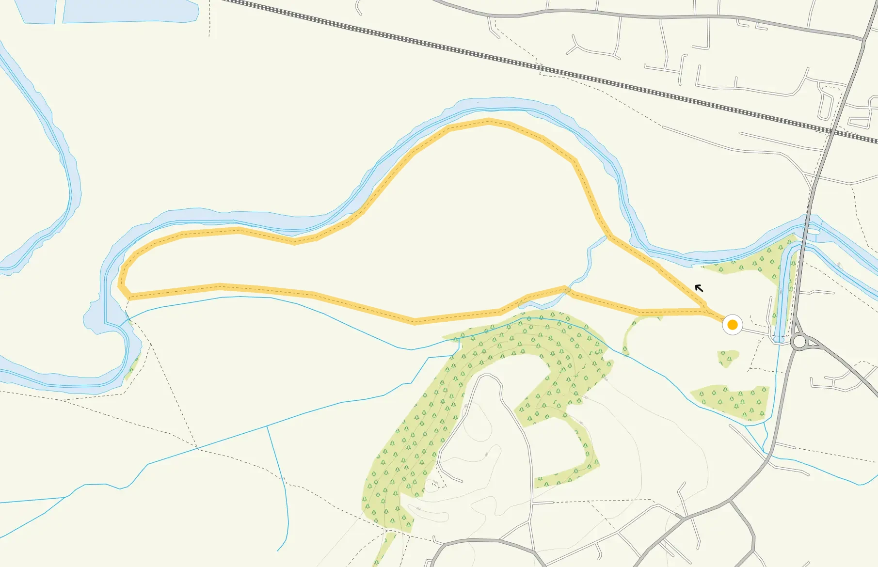 Route map for Tutbury Castle and River Dove Short Walk, a 1.25 mile circular walk in Staffordshire