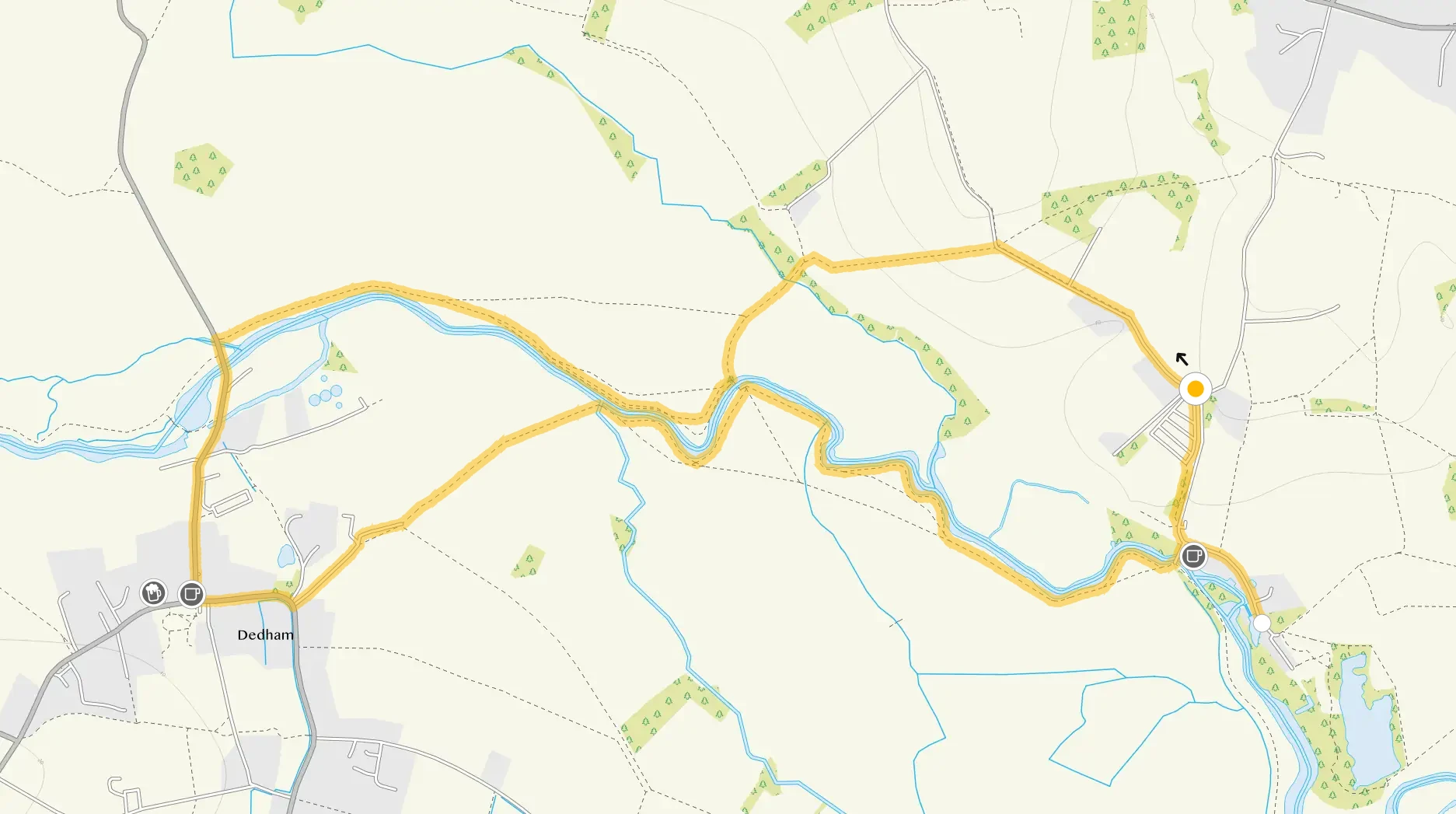 Route map for Dedham Walk 2, a 3.75 mile circular walk in Essex