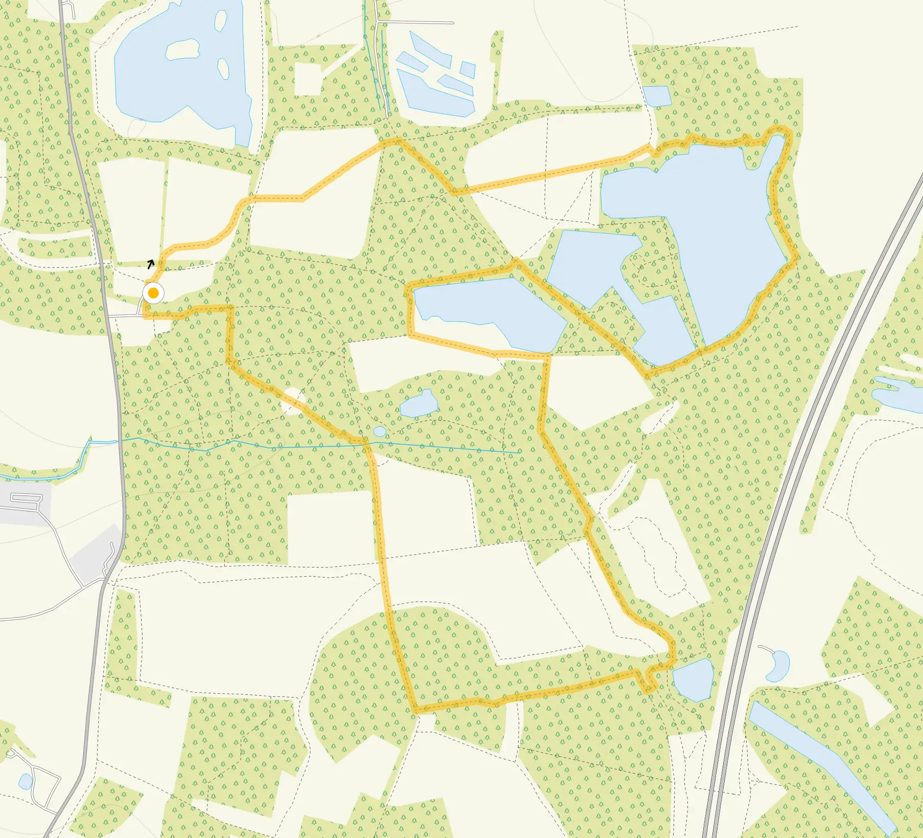 Route map for Belhus Woods Walk 3, a 3 mile circular walk in Essex